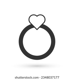 Grey Diamond engagement ring icon isolated on white background.  Vector