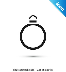 Grey Diamond engagement ring icon isolated on white background.  Vector