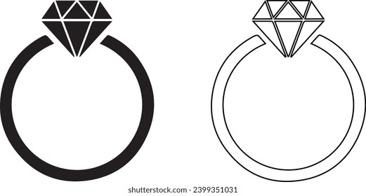Icono del anillo de compromiso de Diamante gris