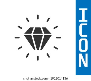 Icono de diamante gris aislado en fondo blanco. Símbolo de joyería. Gem stone.  Vector
