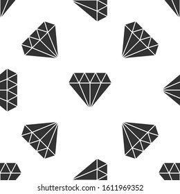 Grey Diamond icon isolated seamless pattern on white background. Jewelry symbol. Gem stone.  Vector Illustration