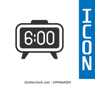 Grey Digital alarm clock icon isolated on white background. Electronic watch alarm clock. Time icon.  Vector