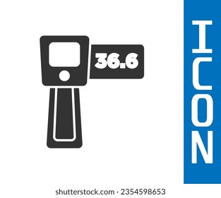 Grey Digital contactless thermometer with infrared light icon isolated on white background.  Vector