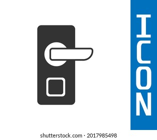 Bloqueo de puerta digital gris con tecnología inalámbrica para el icono de desbloqueo aislado en fondo blanco. Señal de la manecilla de la puerta. Un hogar seguro e inteligente.  Vector