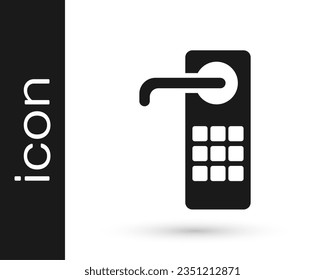 Bloqueo de puerta digital gris con tecnología inalámbrica para el icono de desbloqueo aislado en fondo blanco. Señal de la manecilla de la puerta. Un hogar seguro e inteligente.  Ilustración vectorial