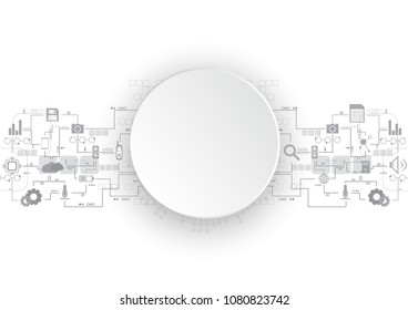 Grey Digital Technology Circuit Icon Background