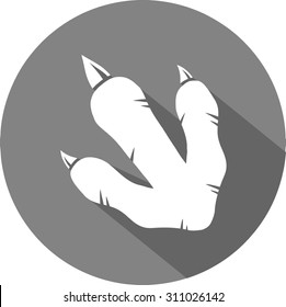 Grey Dinosaur Footprint Circle Flat Design Icon. Vector Illustration Isolated On White Background 