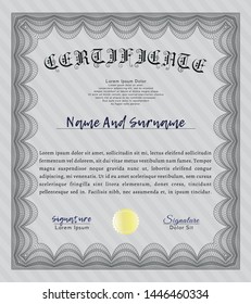 Grey Diploma. Artistry design. Customizable, Easy to edit and change colors. With guilloche pattern. 