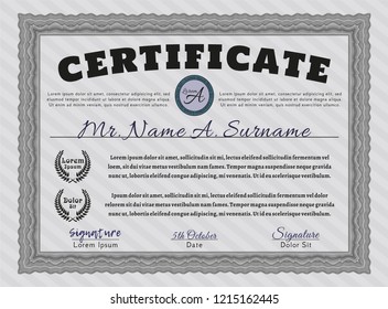 Grey Diploma. With background. Customizable, Easy to edit and change colors. Good design. 