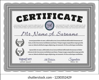 Grey Diploma. With background. Customizable, Easy to edit and change colors. Artistry design. 