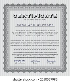 Grey Diploma or certificate template.  Artistry design.  Easy to print.  Detailed. 