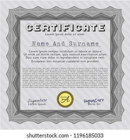 Grey Diploma or certificate template. With background. Customizable, Easy to edit and change colors. Money design. 