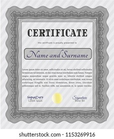 Grey Diploma or certificate template. With complex linear background. Customizable, Easy to edit and change colors. Money design. 