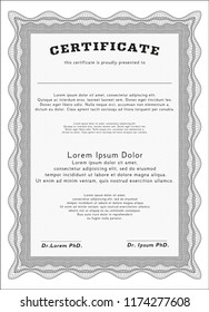 Grey Diploma or certificate template. With complex linear background. Customizable, Easy to edit and change colors. Money Pattern. 