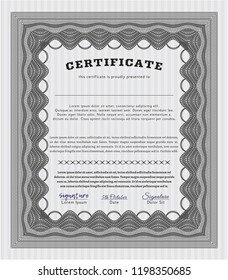 Grey Diploma or certificate template. With complex background. Vector illustration. Superior design. 