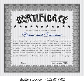 Grey Diploma or certificate template. Complex background. Customizable, Easy to edit and change colors. Money style design. 