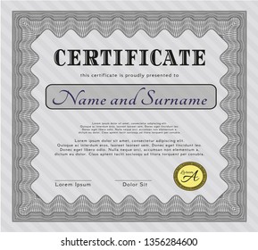Grey Diploma or certificate template. With complex background. Elegant design. Vector illustration. 