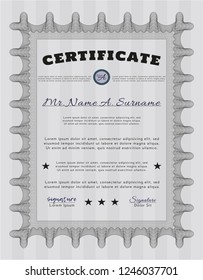 Grey Diploma or certificate template. Customizable, Easy to edit and change colors. Easy to print. Money Pattern design. 