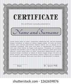 Grey Diploma or certificate template. Customizable, Easy to edit and change colors. With guilloche pattern. Nice design. 