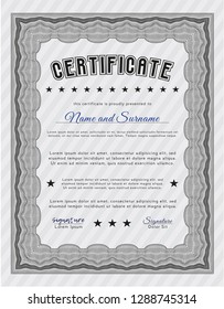 Grey Diploma or certificate template. Customizable, Easy to edit and change colors. With background. Nice design. 
