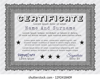 Grey Diploma or certificate template. Customizable, Easy to edit and change colors. Printer friendly. Nice design. 