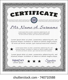 Grey Diploma or certificate template. Customizable, Easy to edit and change colors. With great quality guilloche pattern. Money style design. 