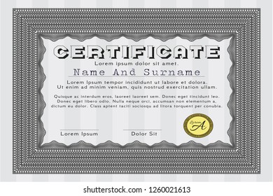 Grey Diploma or certificate template. Detailed. With quality background. Good design. 