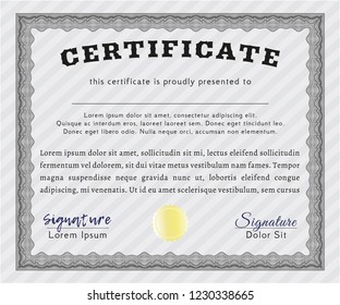 Grey Diploma or certificate template. Easy to print. Detailed. Nice design. 
