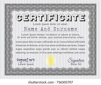 Grey Diploma or certificate template. Easy to print. Customizable, Easy to edit and change colors. Perfect design. 