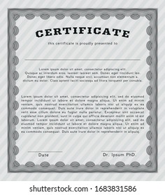 Grey Diploma or certificate template. Excellent design. Customizable, Easy to edit and change colors. With complex linear background. 