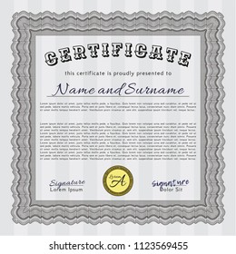 Grey Diploma or certificate template. With linear background. Customizable, Easy to edit and change colors. Modern design. 
