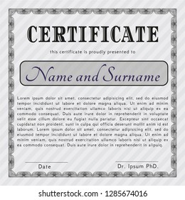 Grey Diploma or certificate template. With linear background. Lovely design. Customizable, Easy to edit and change colors. 
