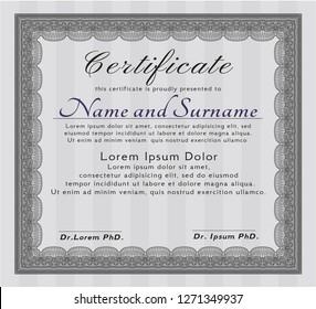 Grey Diploma or certificate template. Lovely design. Customizable, Easy to edit and change colors. Complex background. 