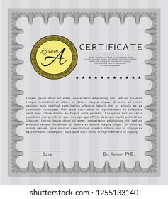 Grey Diploma or certificate template. Modern design. Vector illustration. Easy to print. 