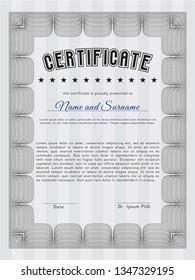 Grey Diploma or certificate template. Modern design. With background. Customizable, Easy to edit and change colors. 