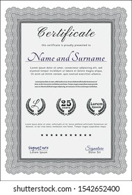 Grey Diploma or certificate template. Modern design. With quality background. Customizable, Easy to edit and change colors. 
