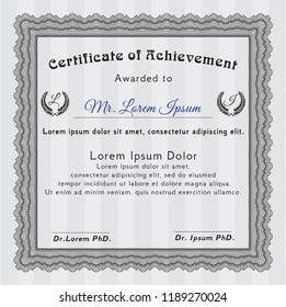Grey Diploma or certificate template. Money style design. Complex background. Detailed. 
