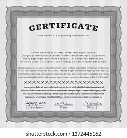 Grey Diploma or certificate template. Money Pattern. Customizable, Easy to edit and change colors. With guilloche pattern and background. 