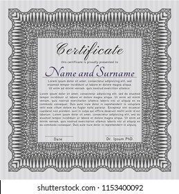 Grey Diploma or certificate template. Nice design. Customizable, Easy to edit and change colors. With linear background. 