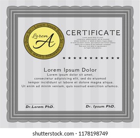 Grey Diploma or certificate template. Nice design. Customizable, Easy to edit and change colors. With background. 