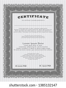 Grey Diploma or certificate template. Nice design. Vector illustration. With quality background. 