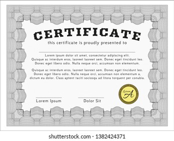 Grey Diploma or certificate template. Perfect design. Complex background. Detailed. Grey Diploma or certificate template. Perfect design. Complex background. Detailed.