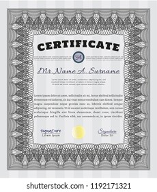 Grey Diploma or certificate template. Printer friendly. Money design. Customizable, Easy to edit and change colors. 