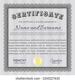 Grey Diploma or certificate template. Printer friendly. Money Pattern design. Customizable, Easy to edit and change colors. 