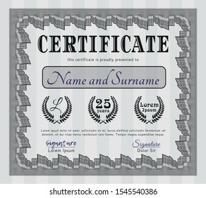 Grey Diploma or certificate template. Printer friendly. Customizable, Easy to edit and change colors. Beauty design. 