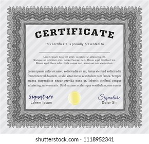 Grey Diploma or certificate template. With quality background. Customizable, Easy to edit and change colors. Perfect design. 