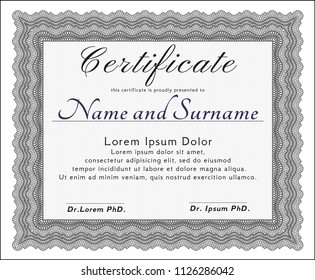Grey Diploma or certificate template. With quality background. Beauty design. Vector illustration. 
