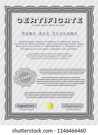 Grey Diploma or certificate template. With quality background. Sophisticated design. Customizable, Easy to edit and change colors. 