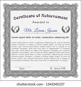 Grey Diploma or certificate template. Retro design. Customizable, Easy to edit and change colors. With complex linear background. 