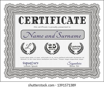 Grey Diploma. With complex background. Detailed. Excellent design. 